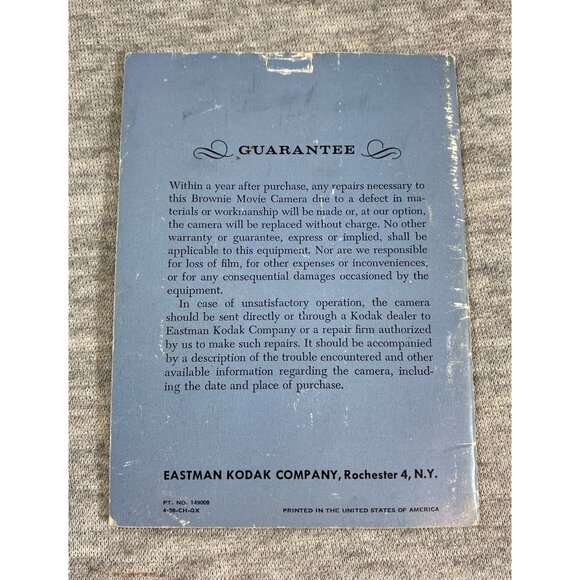 Brownie Movie Camera Turret f/2.3 Instruction Book Guarantee Card Paperback - Picture 2 of 6